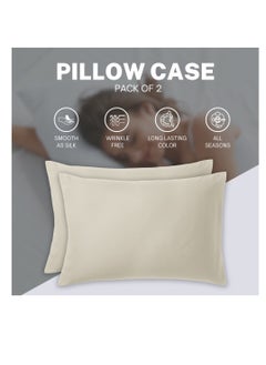 Infinitee Xclusives Premium Beige Queen Pillow Cases - 2 Piece Set Pillow Cover - Soft Brushed Microfiber Fabric - Pillow Cases Standard Size (20x30 Inches) by Infinitee Xclusives  - Image 5