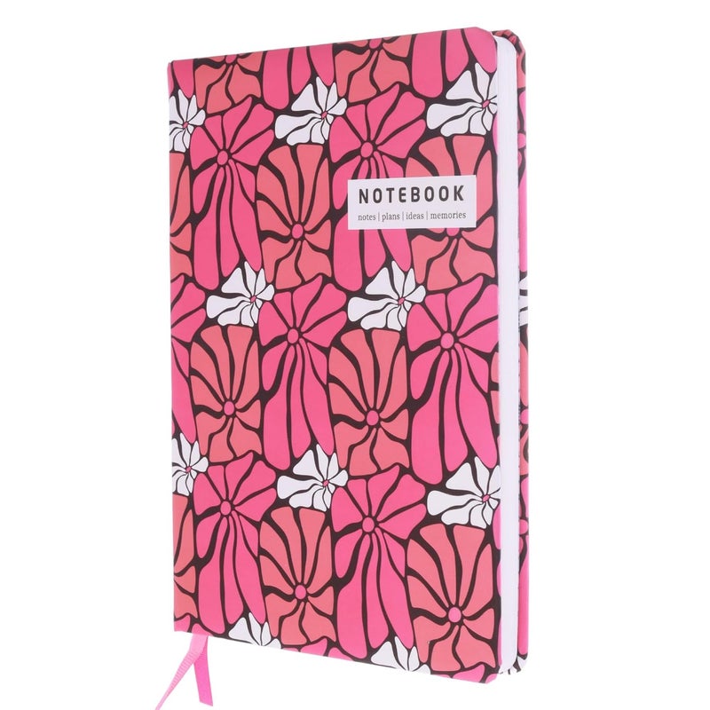 Doodle Hard Bound Soft Foam Padded Hard Cover Paper Notebook | Compact A5 Size (8.25 x 5.7) | 160 Pages, 80 gsm | Flat Opening | Round Corners | Soft Foam Padding | 2 Bookmark Ribbons - Retro Bloom - Image 2