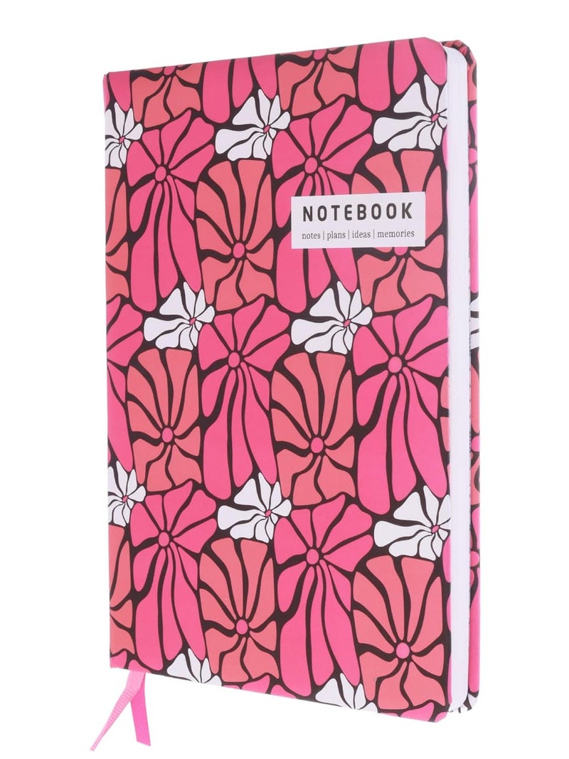 Doodle Hard Bound Soft Foam Padded Hard Cover Paper Notebook | Compact A5 Size (8.25 x 5.7) | 160 Pages, 80 gsm | Flat Opening | Round Corners | Soft Foam Padding | 2 Bookmark Ribbons - Retro Bloom - Image 1