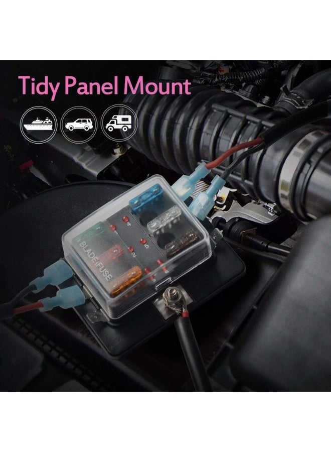 بيوينتي صندوق مصاهر شفرة سداسي الاتجاهات لصمامات شفرة ATC/ATO للسيارات، غطاء حماية مؤشر LED بقوة 100 أمبير، 10-30 فولت تيار مستمر، مناسب للسيارات والشاحنات وعربات الجولف - Image 4