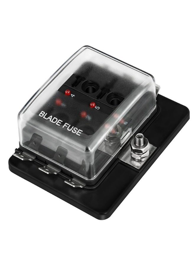 بيوينتي صندوق مصاهر شفرة سداسي الاتجاهات لصمامات شفرة ATC/ATO للسيارات، غطاء حماية مؤشر LED بقوة 100 أمبير، 10-30 فولت تيار مستمر، مناسب للسيارات والشاحنات وعربات الجولف - Image 1