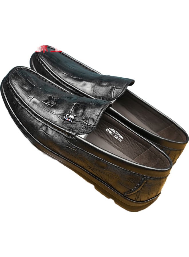 Spider King Men'S Leather Soft Bottom Comfortable Slip-On Casual Simple Leather Shoes Black 40 - Image 2