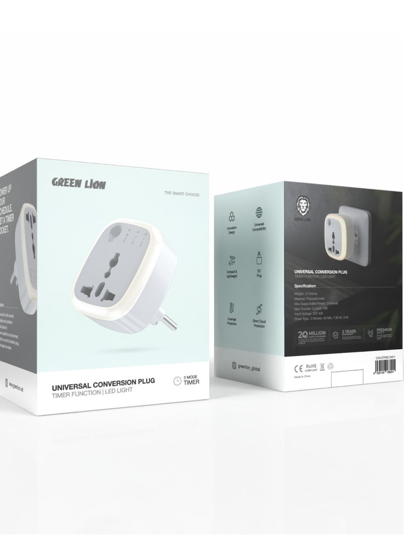 GREEN LION EU Plug Converter Universal Conversion Plug - Timer Function / LED Light - Image 3