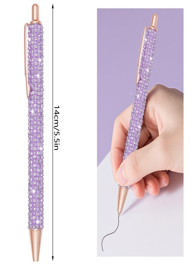 jiebor 6pcs Fancy Pens Glitter Cute Fun Pretty Rhinestones Metal Retractable Ballpoint Pens for Women Teacher Writing Business Office School Gift Supplies - Image 2