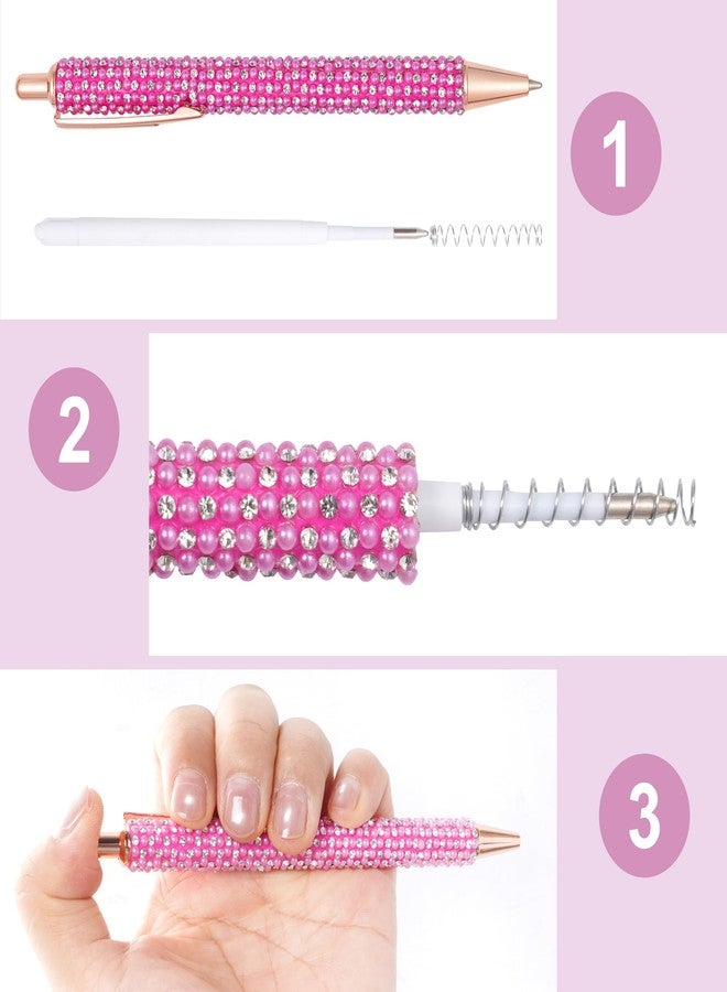 jiebor 6pcs Fancy Pens Glitter Cute Fun Pretty Rhinestones Metal Retractable Ballpoint Pens for Women Teacher Writing Business Office School Gift Supplies - Image 3