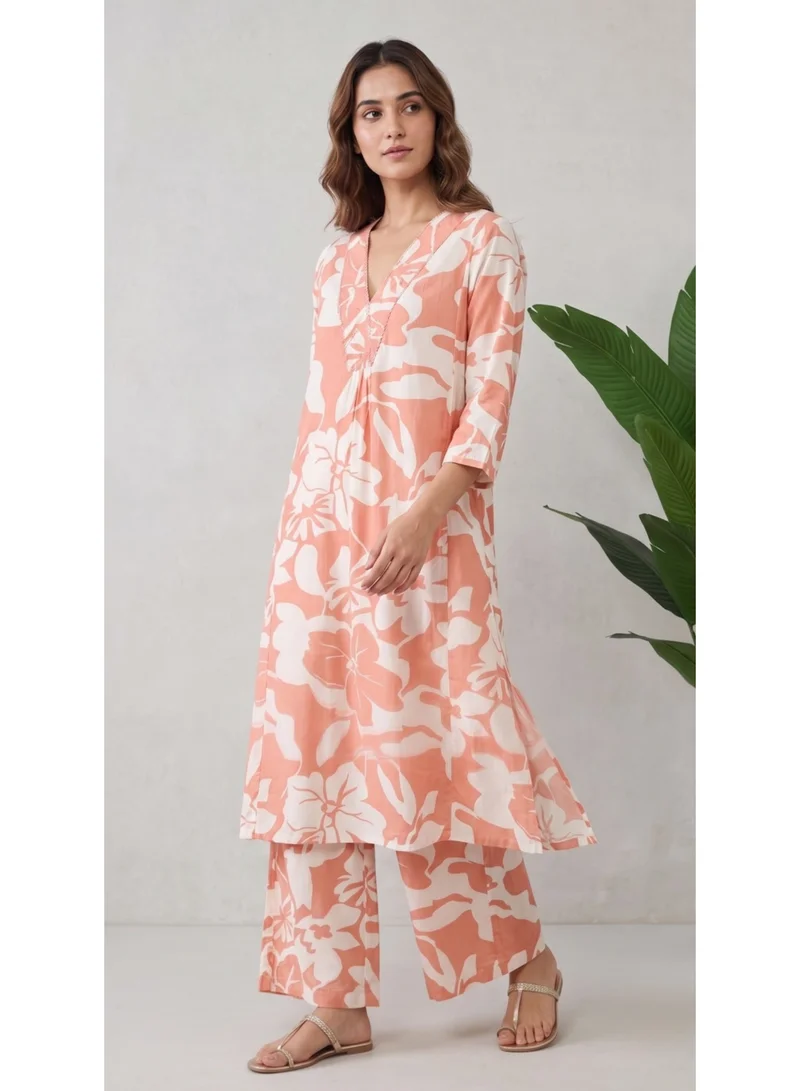 THUGFIT PEACH COTTON DAILY WEAR COORD SET