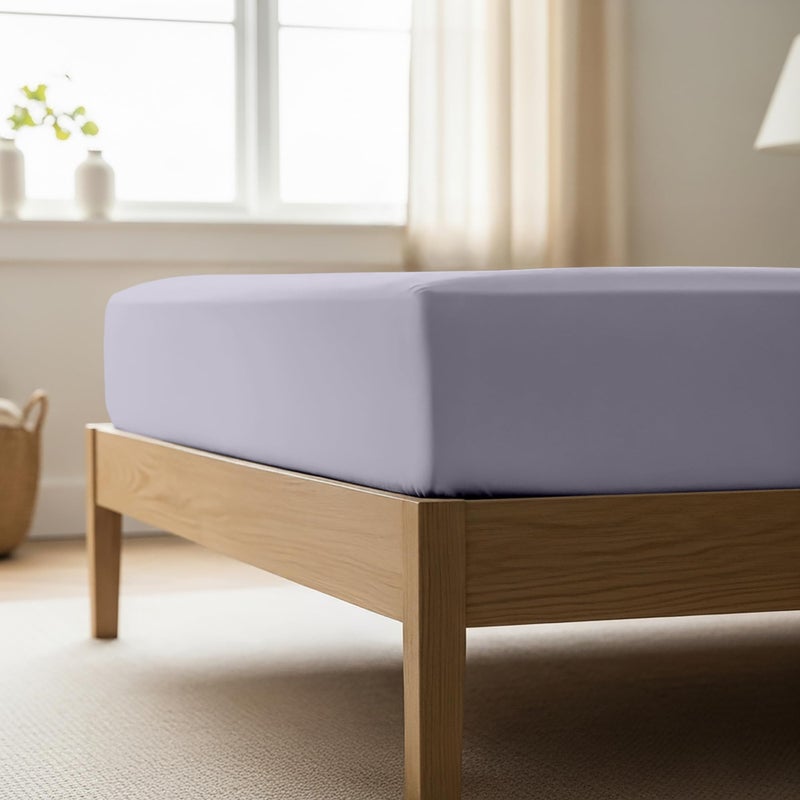 Mellanni King Fitted Sheet - Iconic Collection Bedding Sheets with up to 16 inch Deep Pocket - Soft & Cooling - Fade & Stain Resistant - 1 PC (King, Lavender) - Image 1