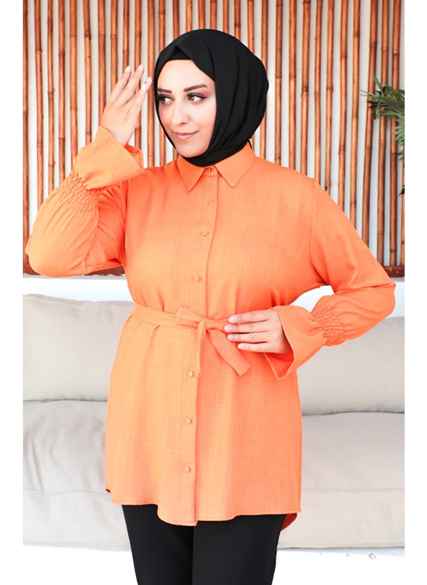 Plus Size Belted Tunic 2033-05 Orange - pzsku/Z3305B4EC7222BB483510Z/45/_/1738801441/7edcddf3-b422-4bd2-bc0b-538222f26de2