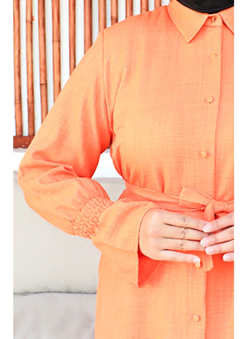 Plus Size Belted Tunic 2033-05 Orange - pzsku/Z3305B4EC7222BB483510Z/45/_/1738801522/6343d1e5-a482-45c0-be47-b704f767d3d4