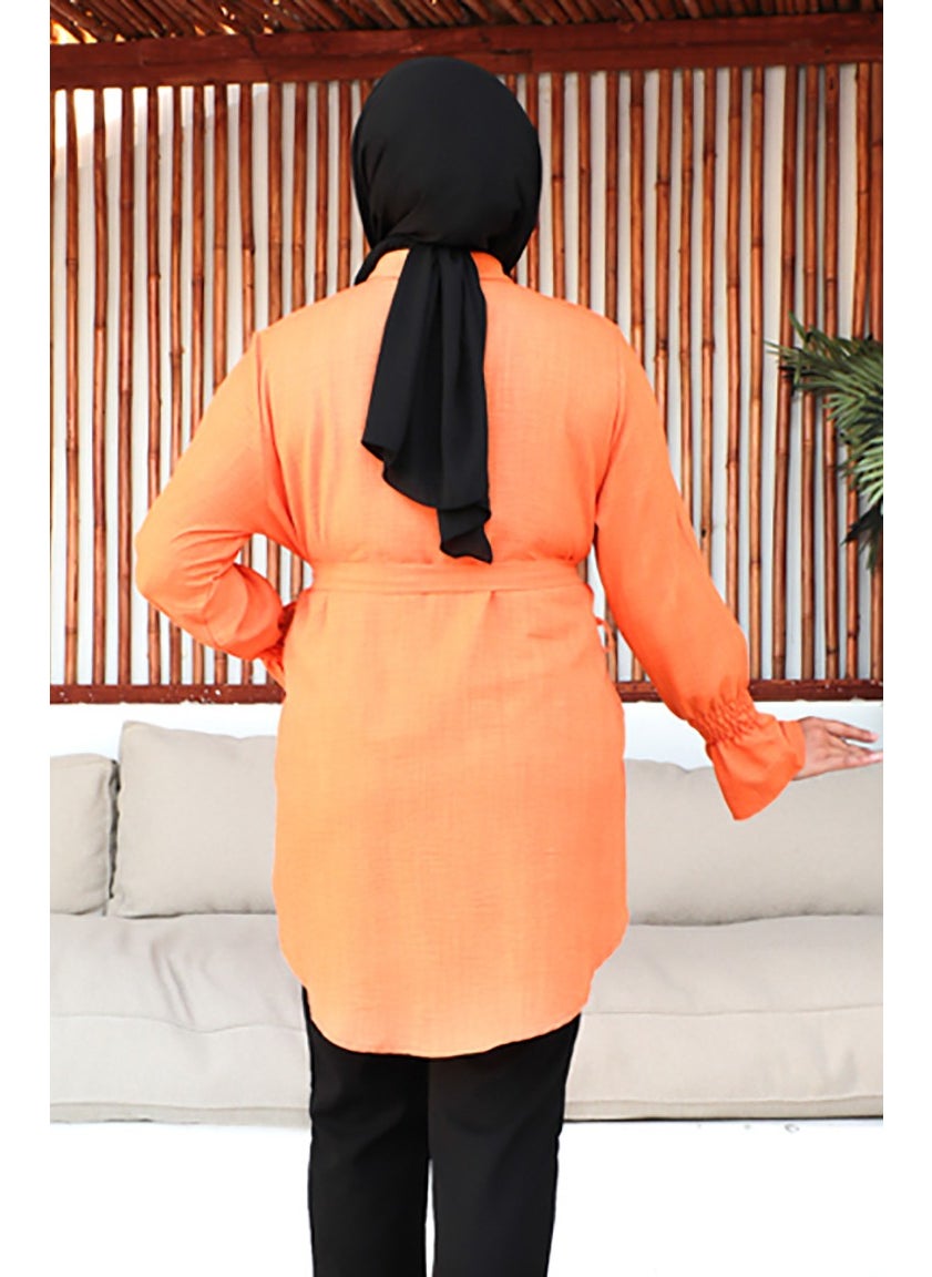 Plus Size Belted Tunic 2033-05 Orange - pzsku/Z3305B4EC7222BB483510Z/45/_/1738801527/6d6549d5-2939-4348-a924-87b8273340ed