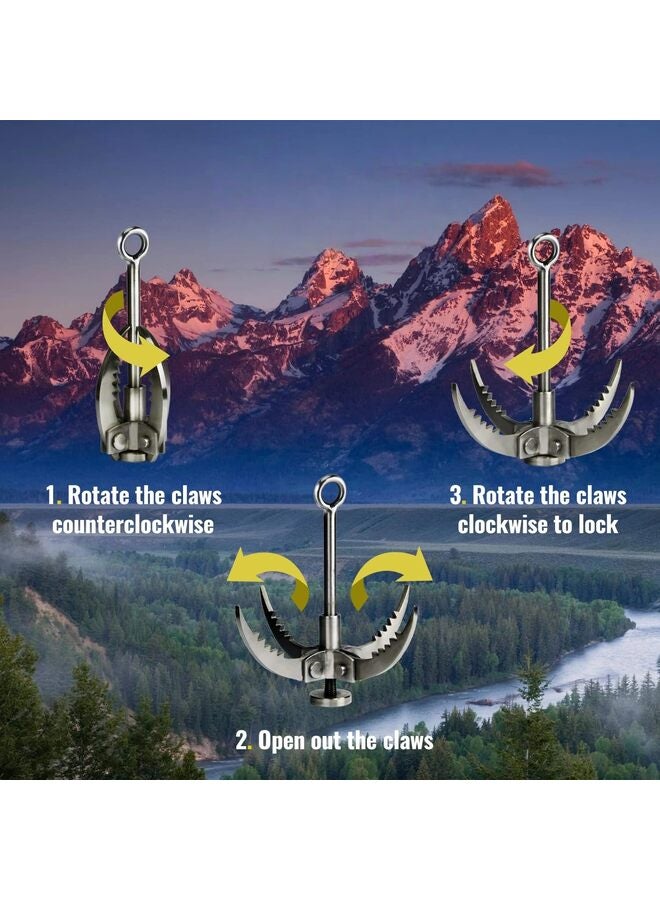 يُسلِّم حبل تسلق بطول 10 أمتار مع خطاف تثبيت، 4 مخالب قابلة للطي من الفولاذ المقاوم للصدأ - شديد التحمل - معدات تخييم خارجية، مشي، تسلق، تسلق جبال، أزرق. - Image 2