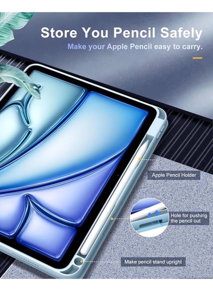 Case for iPad Air 11 inch (2024\2025) M2 / iPad Air 5th Generation (2022) / iPad Air 4th Generation (2020), Slim Clear Back Cover with Pencil Holder, Auto Wake/Sleep, Blue - Image 3