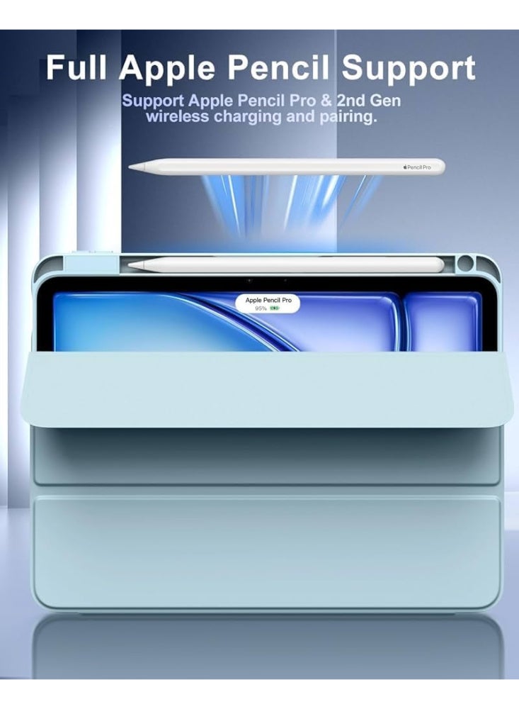 Case for iPad Air 11 inch (2024\2025) M2 / iPad Air 5th Generation (2022) / iPad Air 4th Generation (2020), Slim Clear Back Cover with Pencil Holder, Auto Wake/Sleep, Blue - Image 4