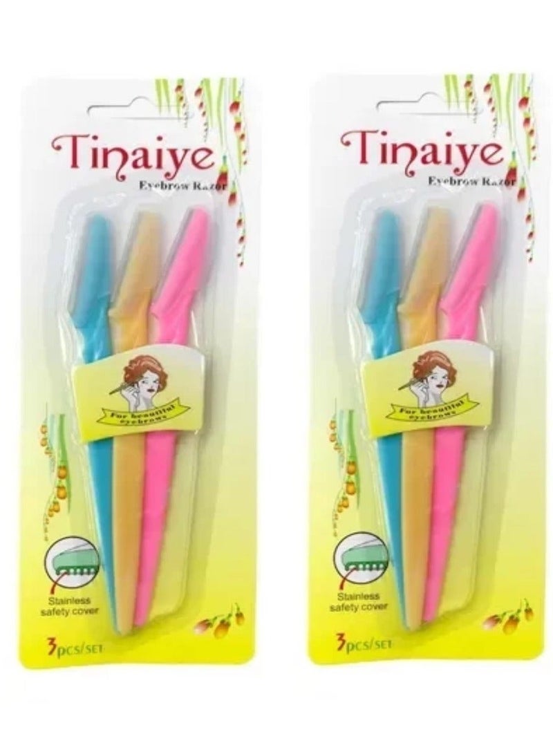 Two Pieces of Eyebrow shaping razor set, 3 pieces,