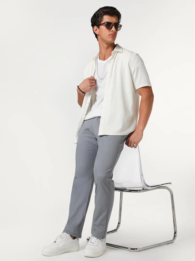 Urbano Fashion  Urbano Fashion Men's Light Blue Straight Fit Mid Rise Cotton Casual Chinos Trousers Stretch for Men | Best Price UAE
