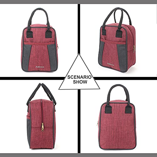 ADIRSA LB3016 Canvas Insulated Lunch Bag, Maroon, Black - Image 5