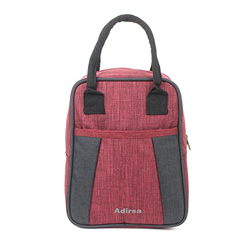 ADIRSA LB3016 Canvas Insulated Lunch Bag, Maroon, Black - Image 1