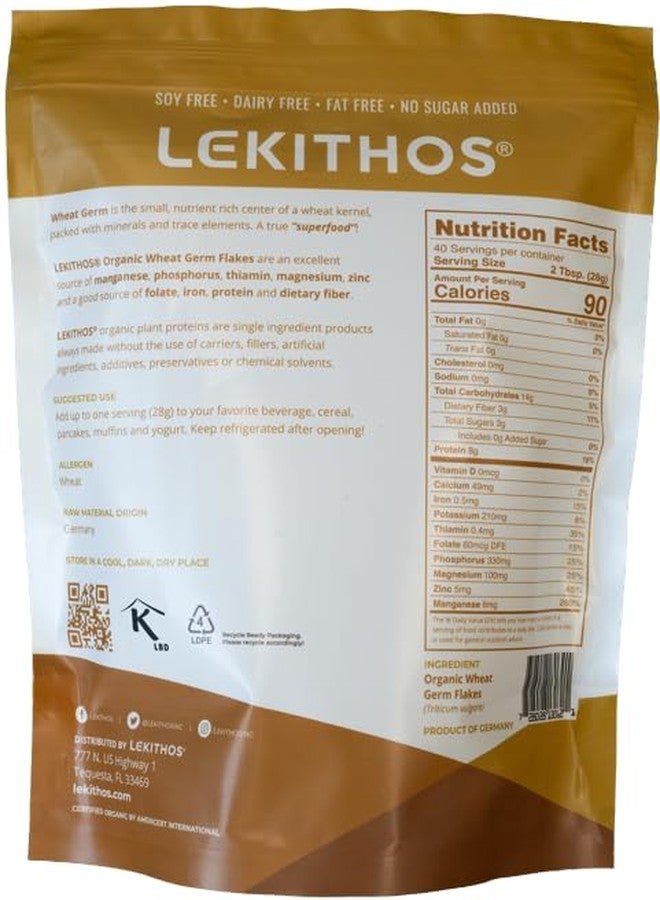 Lekithos Organic Wheat Germ Protein 2.5 lb, USDA Organic Plant-Based Superfood, 8g Protein, European Quality Flakes, Nutrient-Rich Daily Wheat Germ Supplement, 8 Servings, Non-GMO, Vegan - Image 2