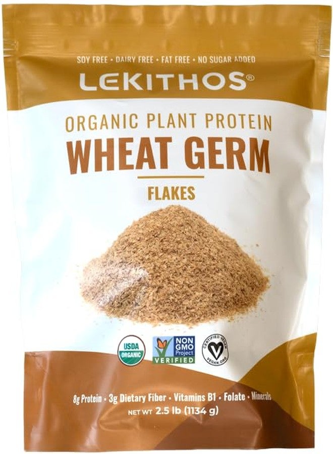 Lekithos Organic Wheat Germ Protein 2.5 lb, USDA Organic Plant-Based Superfood, 8g Protein, European Quality Flakes, Nutrient-Rich Daily Wheat Germ Supplement, 8 Servings, Non-GMO, Vegan - Image 1