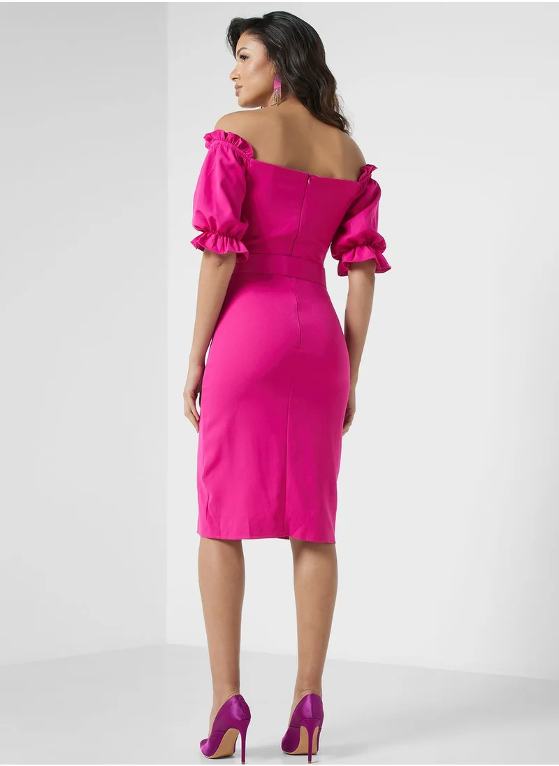 Ella Limited Edition Puff Sleeve Bardot Dress