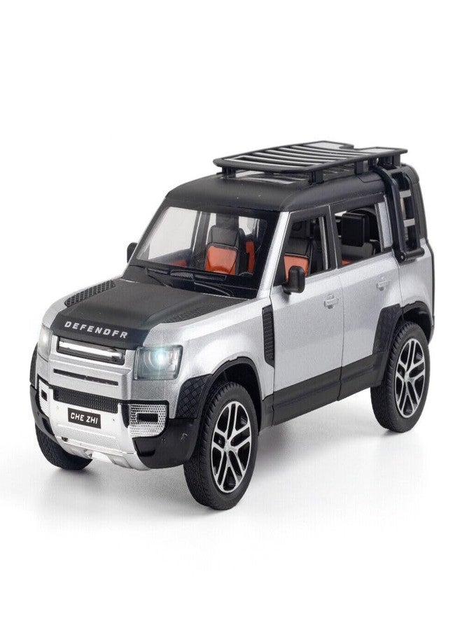 VARIYA ENTERPRISE® 1/24 Big Land Rover Defender Toy Car Metal Pull Back Diecast Car with Openable Door and Sound Light, Gifts Toys for Kids【 Silver 】 - Image 1