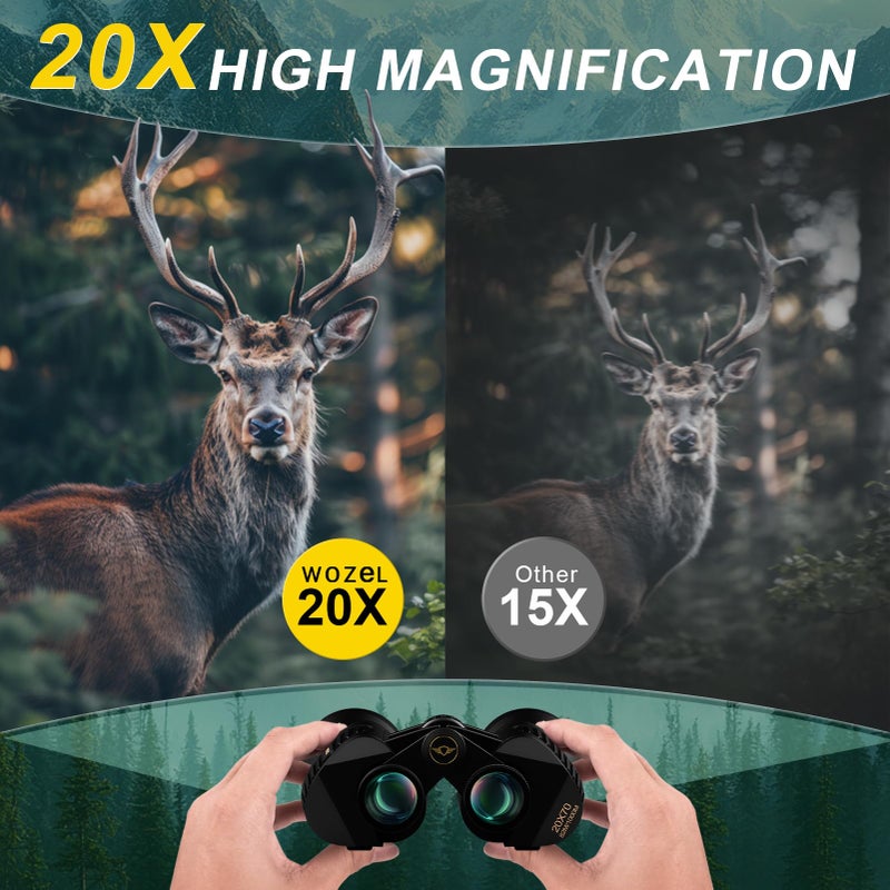 WOZEL 20x70 Binoculars for Adults High Powered - WOZEL HD Bird Binoculars with Clear Low Light Vision - Powerful Binocular for Bird Watching Hunting Travel Outdoor Hiking - Christmas Birthday Gifts for Men - Image 2