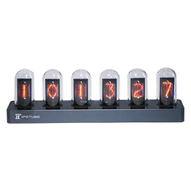 Vastarry Nixie Tube Clock Glow Tube Clock IPS Color Screen Digital Clock DIY Analog Digital Tube WiFi time Desktop Desktop Digital Clock Decoration Gift Art Deco Black H400