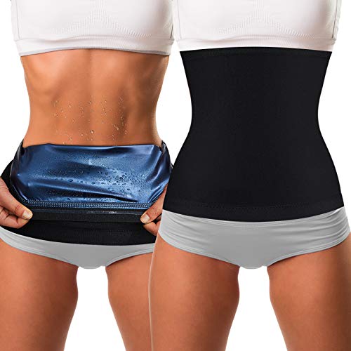 Geyoga Waist Trimmer Sweat Waist Trainer Wrap Stomach Wraps for Women Bodybuilding (Blue Inner,XL Size) - Image 1