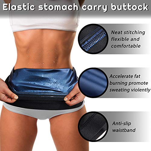 Geyoga Waist Trimmer Sweat Waist Trainer Wrap Stomach Wraps for Women Bodybuilding (Blue Inner,XL Size) - Image 3