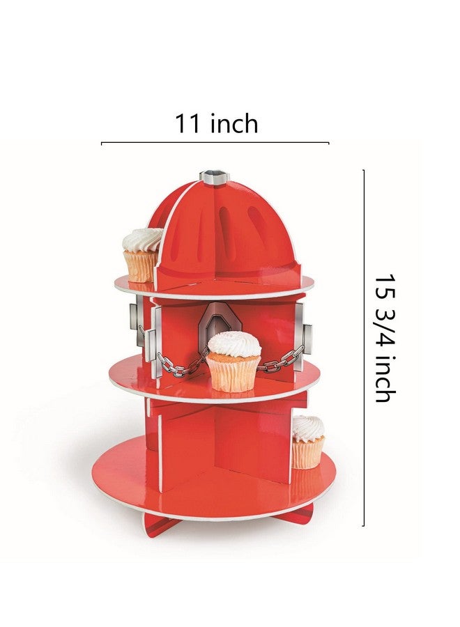 فن إكسبريس حامل كب كيك/حلوى بتصميم صنبور إطفاء (3 طبقات) من فن إكسبريس | شاحنة إطفاء | رجل إطفاء | رجل إطفاء | لوازم وديكورات حفلات أعياد ميلاد مميزة | فعالية إدارة الإطفاء - Image 2