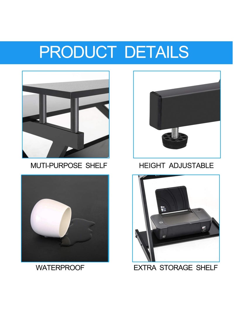 Flash Hawk Computer Gaming Desk, 3 Tier Compact Study Table, with Monitor Stand Riser, Keyboard Tray and CPU Holder for Home Office, Simple Modern Gaming Desk, Black  - Image 4