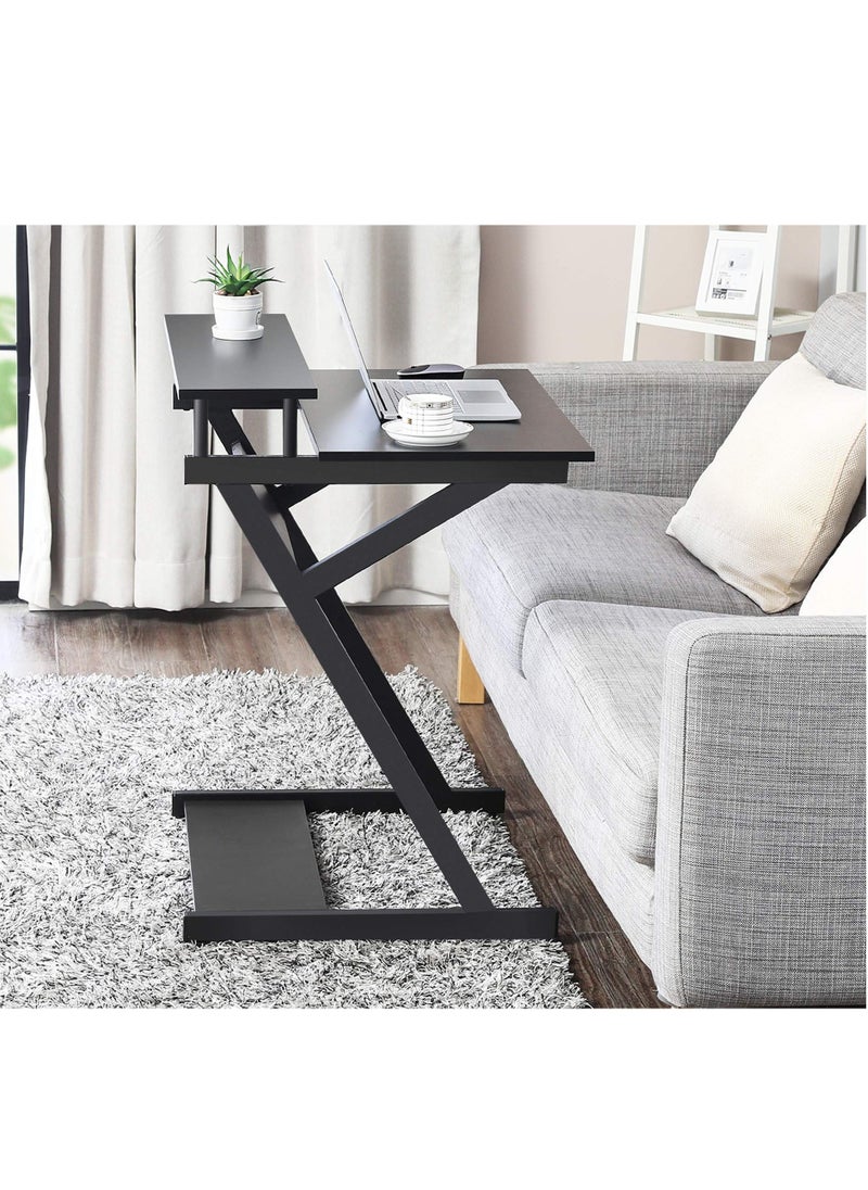 Flash Hawk - Computer Gaming Desk, 3 Tier Compact Study Table, with Monitor Stand Riser, Keyboard Tray and CPU Holder for Home Office, Simple Modern Gaming Desk, Black - Image 1
