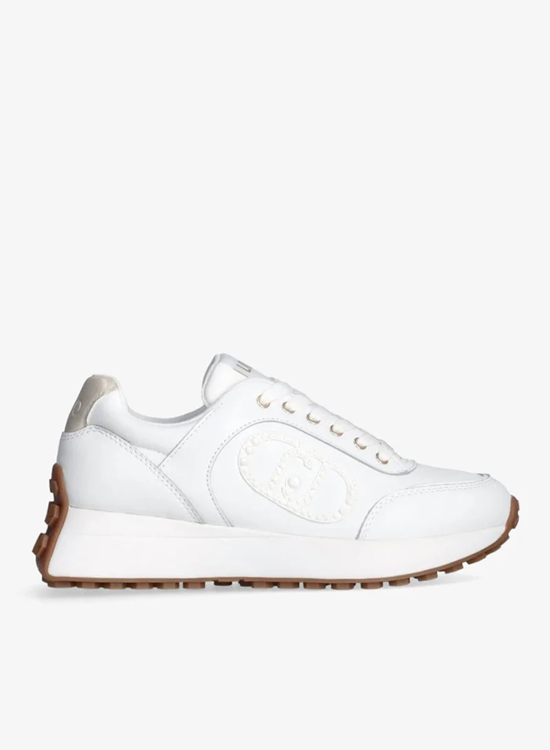 ليو جو سنيكرز أبيض من الجلد