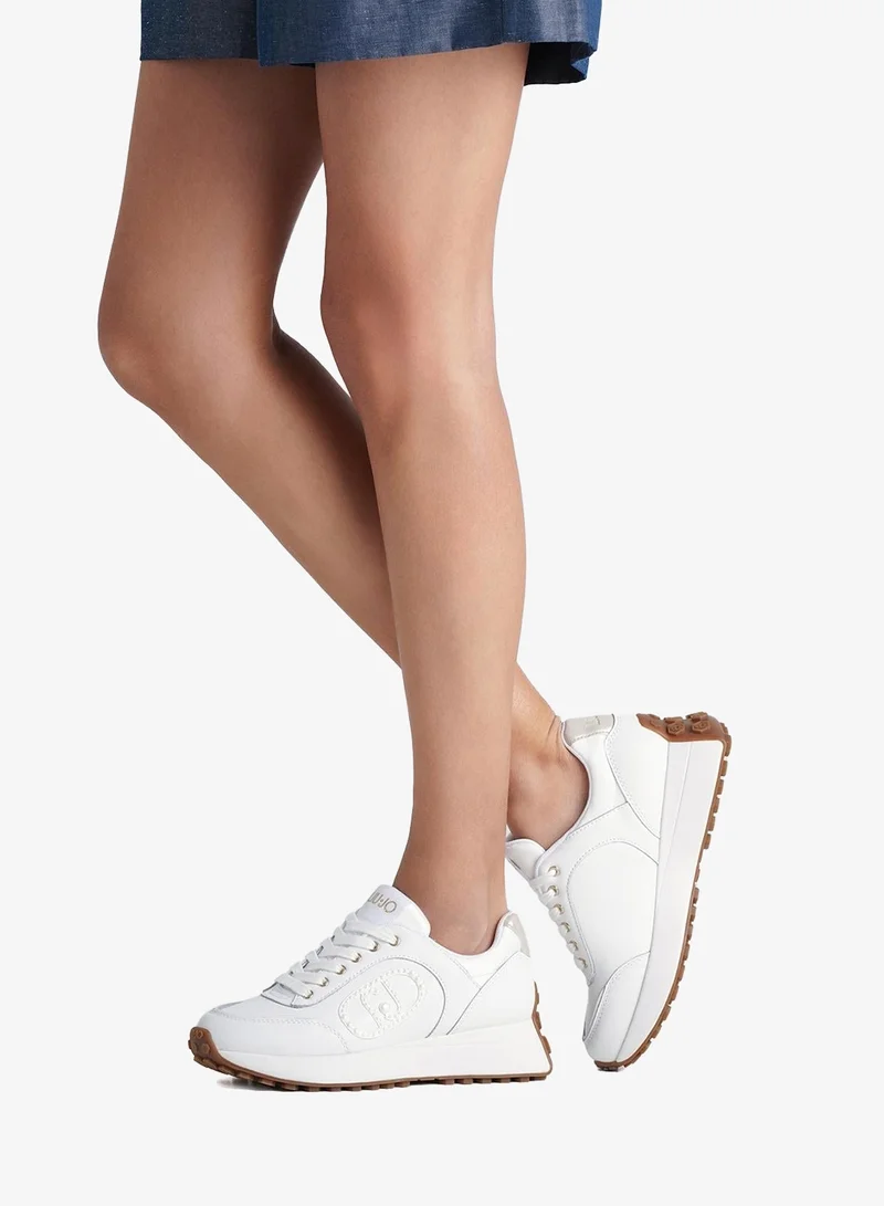 ليو جو سنيكرز أبيض من الجلد