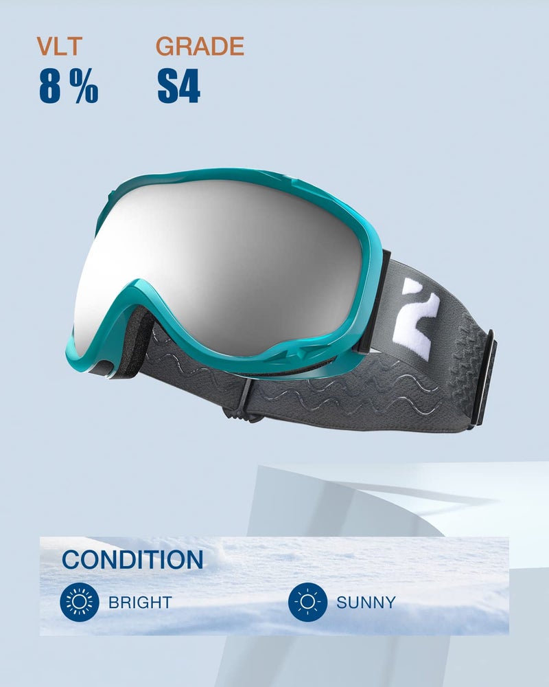 ZIONOR Lagopus Ski Snowboard Goggles UV Protection Anti fog Snow Goggles for Men Women Adult Youth - Image 2