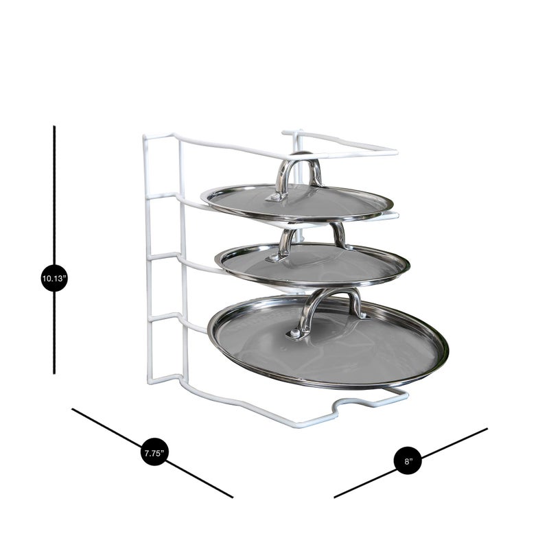 Smart Design Bakeware & Lid Storage Rack w/ 4 Compartment Dividers - Steel Metal Frame - Rust Resistant Finish - Cooking & Baking Organization - Kitchen (10 x 8 Inch) [White] - Image 3