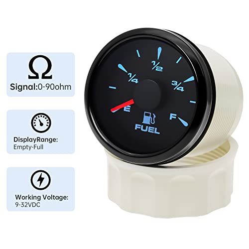 ARTILAURA 0-90 ohm Fuel Gauge 8 Color Marine Boat Fuel Level Gas Tank Meter for Universal AUTO Car Boat Truck Pickup RV (Black) - Image 4