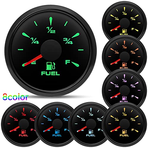 ARTILAURA 0-90 ohm Fuel Gauge 8 Color Marine Boat Fuel Level Gas Tank Meter for Universal AUTO Car Boat Truck Pickup RV (Black) - Image 2