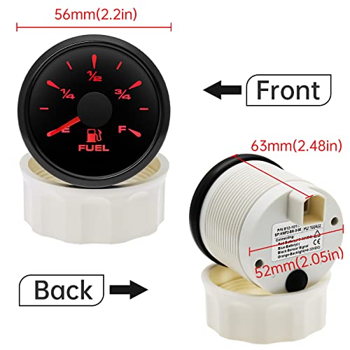 ARTILAURA 0-90 ohm Fuel Gauge 8 Color Marine Boat Fuel Level Gas Tank Meter for Universal AUTO Car Boat Truck Pickup RV (Black) - Image 3