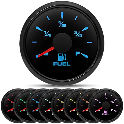 ARTILAURA 0-90 ohm Fuel Gauge 8 Color Marine Boat Fuel Level Gas Tank Meter for Universal AUTO Car Boat Truck Pickup RV (Black) - Image 1