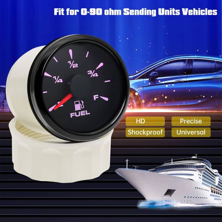 ARTILAURA 0-90 ohm Fuel Gauge 8 Color Marine Boat Fuel Level Gas Tank Meter for Universal AUTO Car Boat Truck Pickup RV (Black) - Image 5