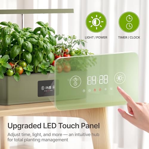 SUNCOZE Hydroponics Growing System Kit with 24W Dimmable Grow Light, 12 Pods Indoor Herb Garden with Timer & Local Time Setting, Adjustable Height, Smart Countertop Garden for Home & Kitchen, Black - Image 3