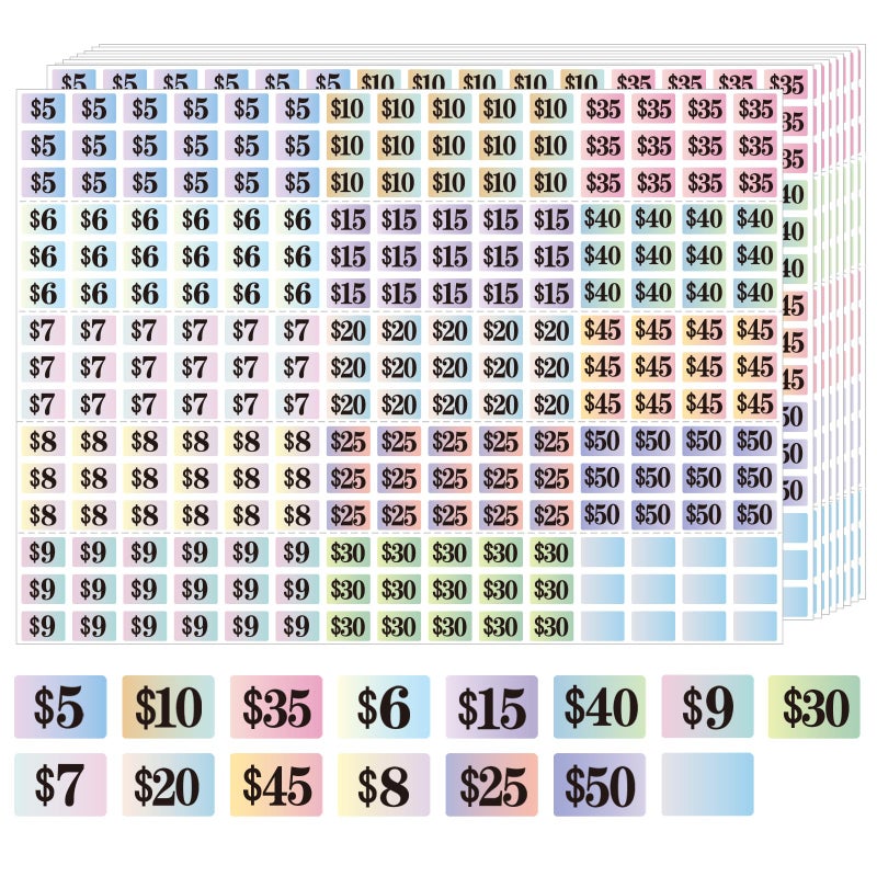 Starboling Garage Sale Stickers,4050 Pcs 1/2" X 3/4" Yard Sale Price Stickers Rectangle Preprinted Price Labels,for Flea Market Pre-Printed Pricing Stickers(Gradient Rectangle Big Price) - Image 1