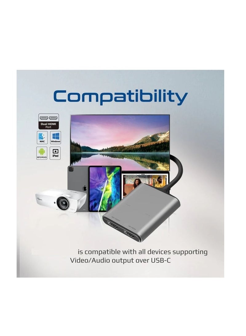 4K High Definition USB-C to Dual HDMI Adapter - Image 2