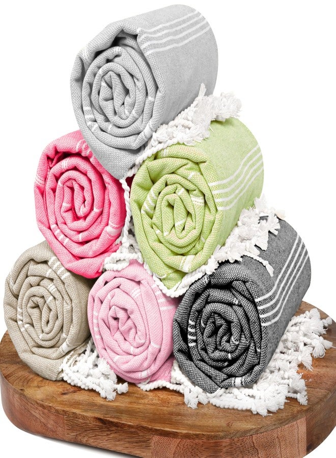 Native Fab Oversized 6 Pack Turkish Towels, 100% Cotton, 40"x71", Thin, Lightweight, Fast Dry, Sand Free, Soft, Compact for Travel, Ideal for Beach, Bath, Pool, Gym, Spa, Summer - Assorted 6 Colors - Image 4