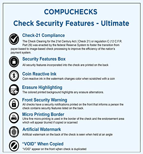 Compuchecks Check on Top Blank Check Paper - 1000 Pack, Quick-Books & Laser Printer Compatible - Security Business Checks with Voucher - 8.5" x 11" Blue Diamond - Image 5