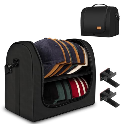 Samplife Baseball Cap Organizer Carrier, Hat Bag for Travel and Moving, Cap Traveling Case for Men, Portable Hat Storage box holder for 28 Caps Perfect for Home & On-the-Go (Black) - Image 1