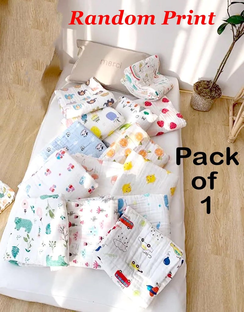 ZAPLES Muslin Cloth Printed Baby Bath Towel Organic Cotton Super Soft Bathing Towels for Newborn Highly Absorbent for Infants, New Born Babies and Toddlers Boys and Girls White Size 50 x 100 cm (1) - Image 2