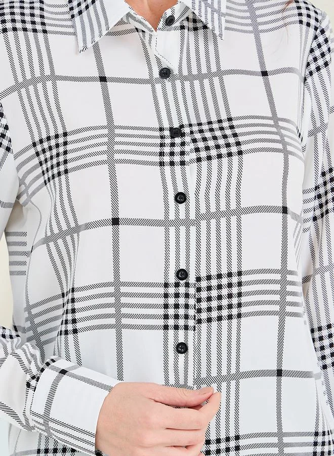 Styli Plaid Regular Fit Shirt & Solid Trouser Co-Ords