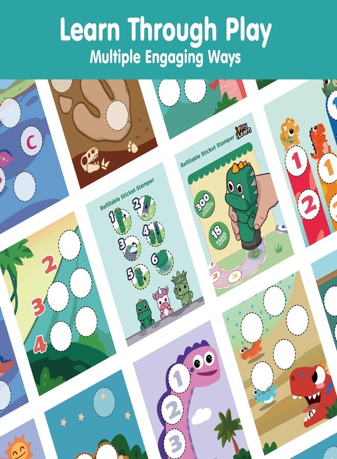 آي بلاي، آي ليرن مجموعة ملصقات الديناصورات للأطفال من iPlay و iLearn - أكثر من 400 ملصق، كتاب أنشطة من 18 صفحة، لعبة تعليمية فنية إبداعية للأطفال الصغار، مناسبة للسفر، هدية مثالية لأعياد الميلاد وعيد الفصح للأطفال من عمر 3 إلى 6 سنوات (بنات وأولاد). - Image 3